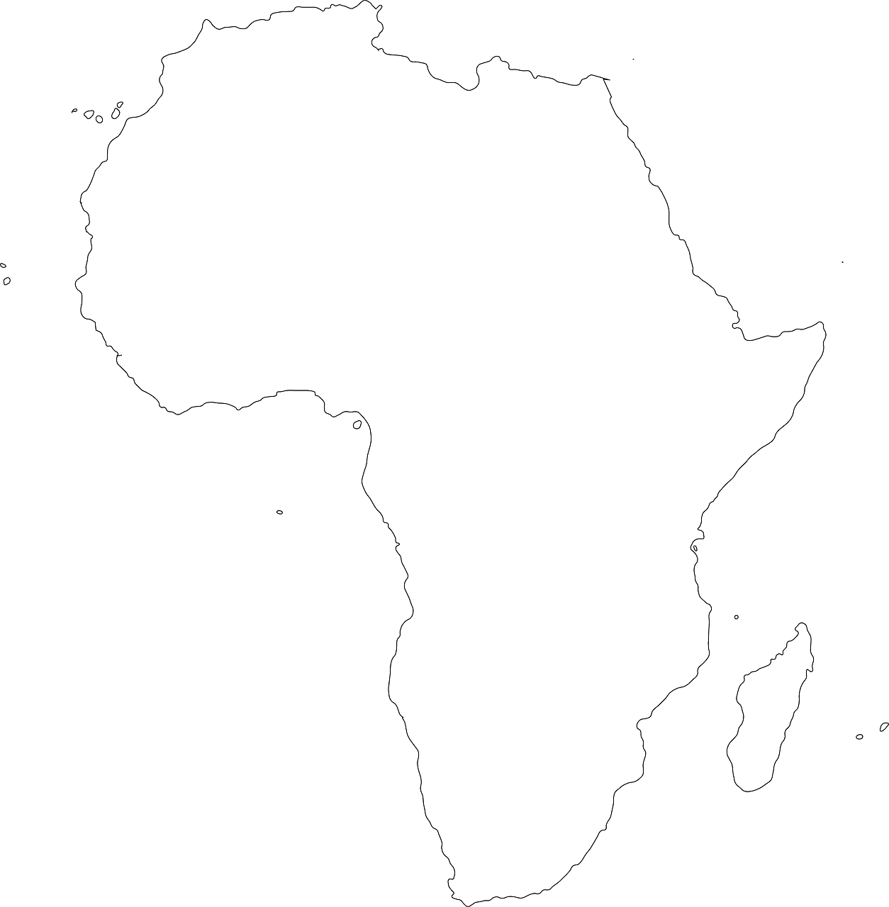 eine schwarz-weiße Karte von Afrika.