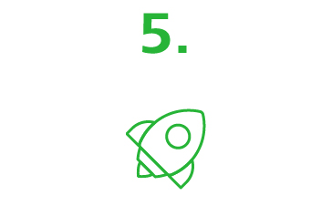 eine Zeichnung eines Raketenschiffs mit der Nummer 5 darauf.
