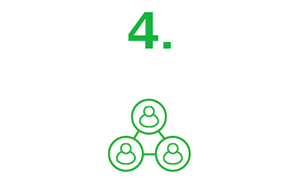 Eine Reihe grüner Kreise mit der Zahl vier darauf.