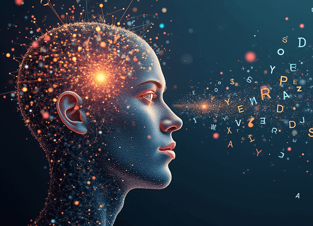 Person mit Buchstaben