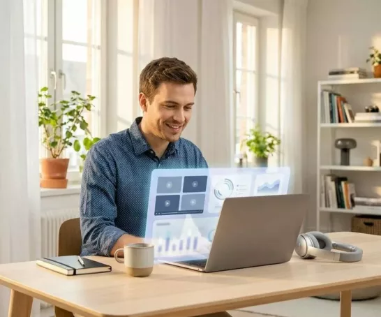 Student Zuhause mit Laptop