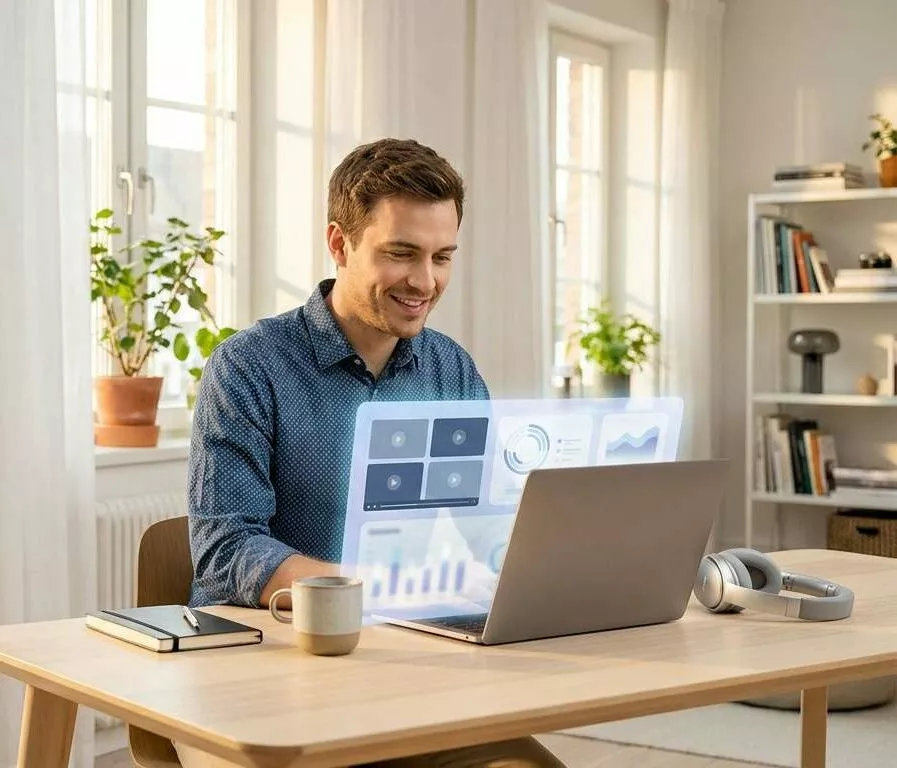 Student Zuhause mit Laptop